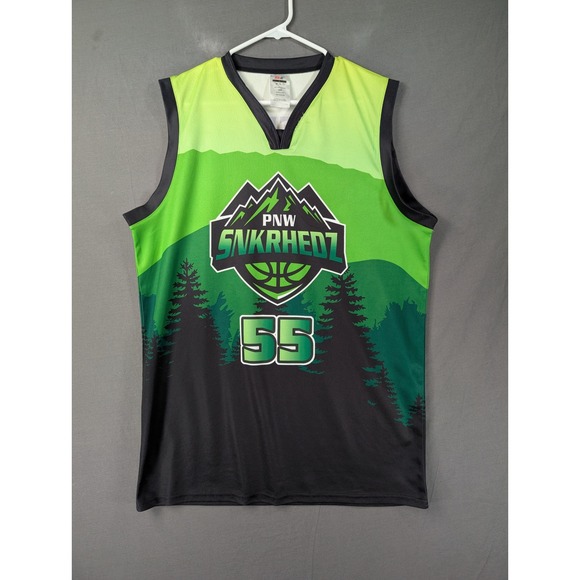 Sports Gear Swag Other - PNW SNKRHEDZ Basketball Jersey Green Black Cochenour 55 Mens Size Large